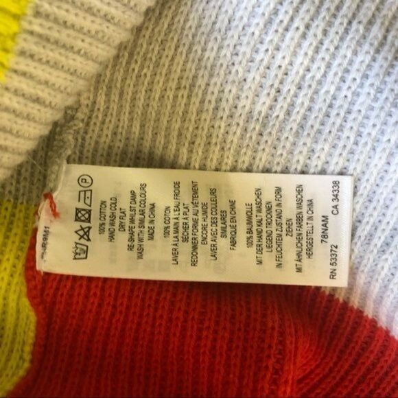 French Connection Nuka Stripe Sweater in Lemon Tonic / Poppy Red XS - Picture 6 of 7